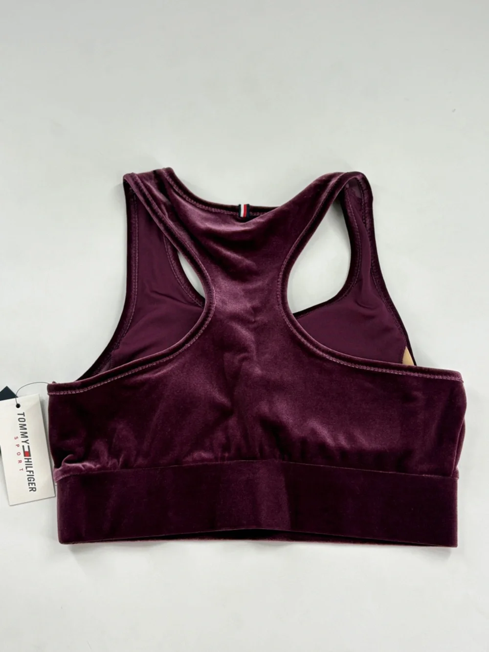 Tommy Hilfiger Velvet Racerback Sports Bra - Plum - Picture 5 of 9